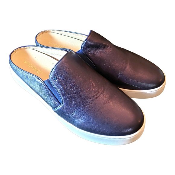 VIONIC Purple Metallic Leather Sneakers Slip On Dakota Mules Size 10 US runs WD - Picture 2 of 11